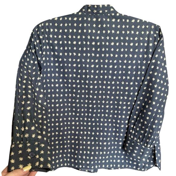 Marni Women’s Star Print Button Down Shirt Vintage Navy Cream Size IT 40 US 4 - Picture 5 of 13